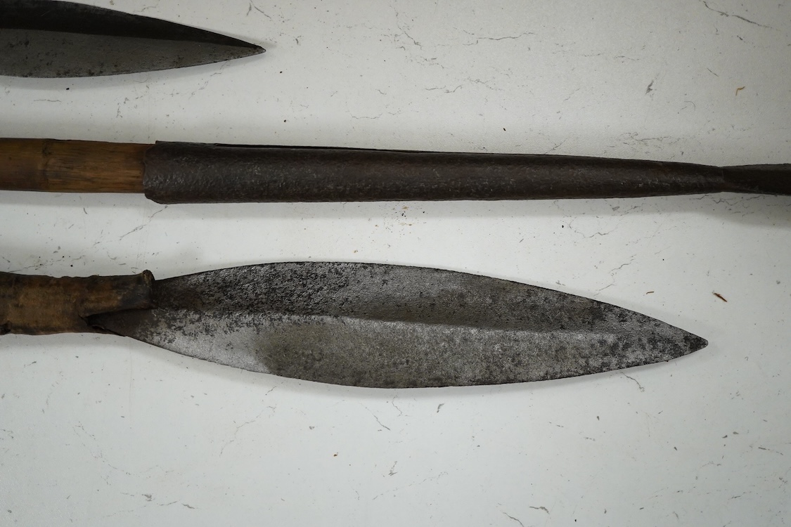 Three Zulu spears and a similar spear head (4) longest 175cm